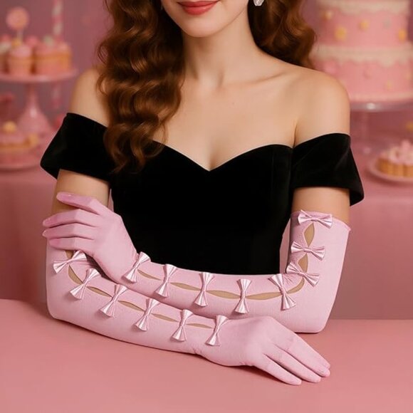 Princess Long Stretchy Bow Gloves - Picture 6 of 6
